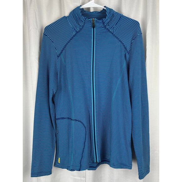 Lole Jackets & Blazers - Lole Zip Up Jacket‎ XL Blue Striped Athleisure Yoga Running Activewear